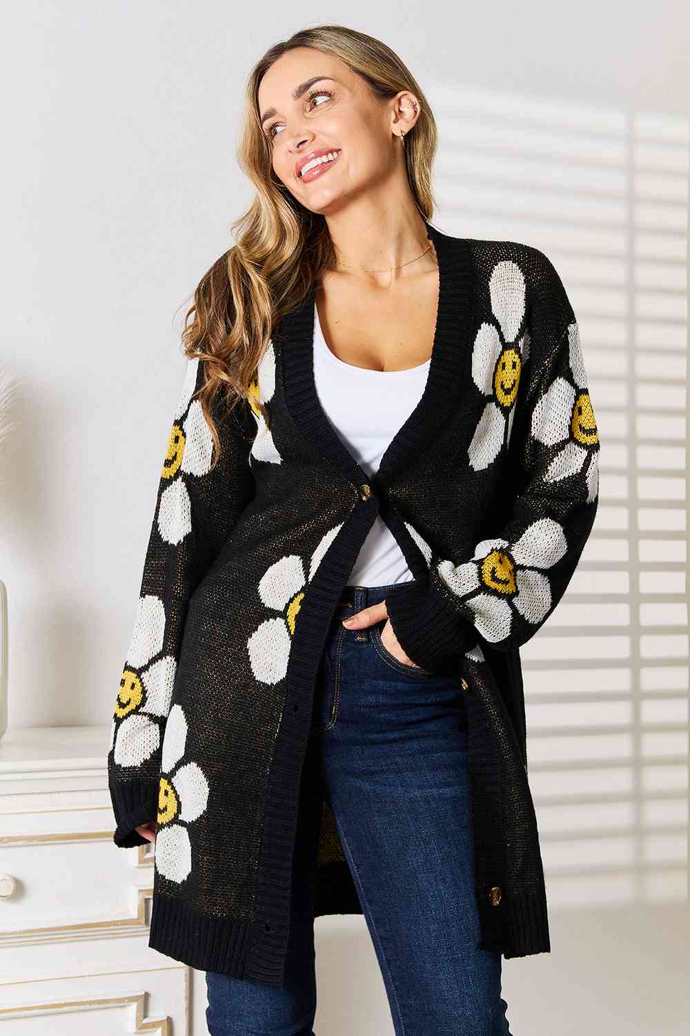 Paisley Floral Button Down Longline Cardigan