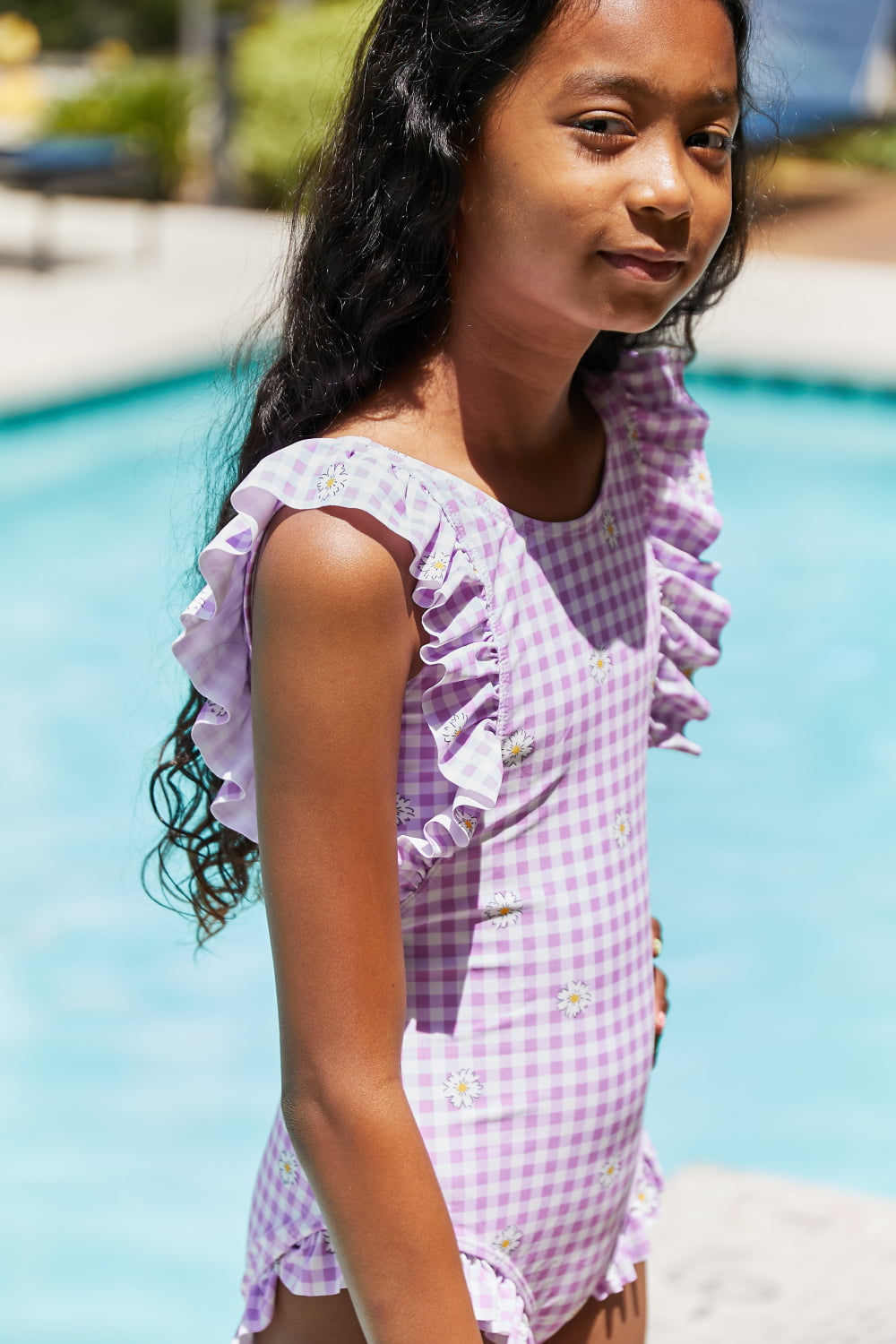 Girls Float On Ruffled One-Piece Swimsuit in Carnation Pink