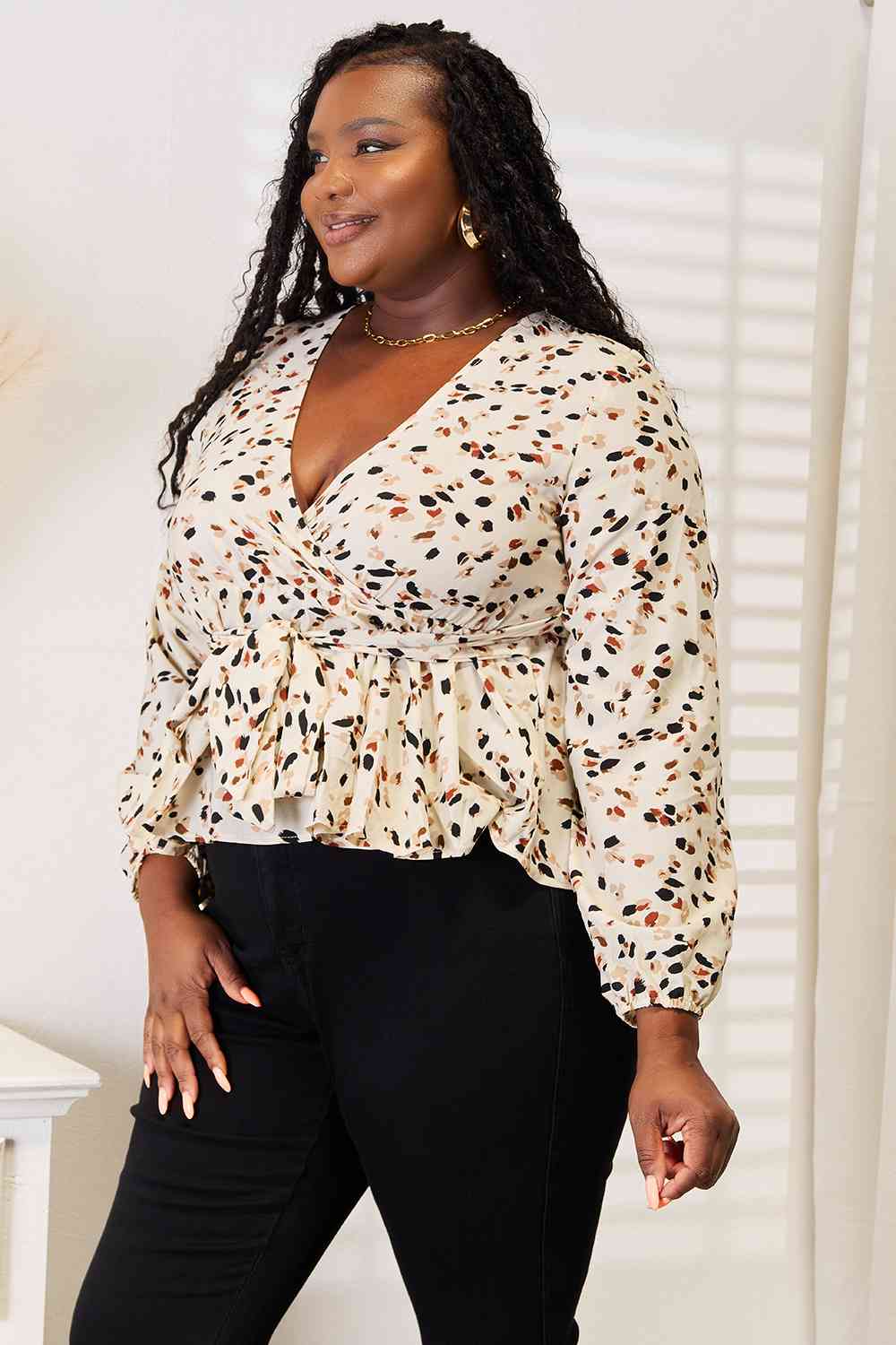 Miss Daisy Tie Back Peplum Blouse