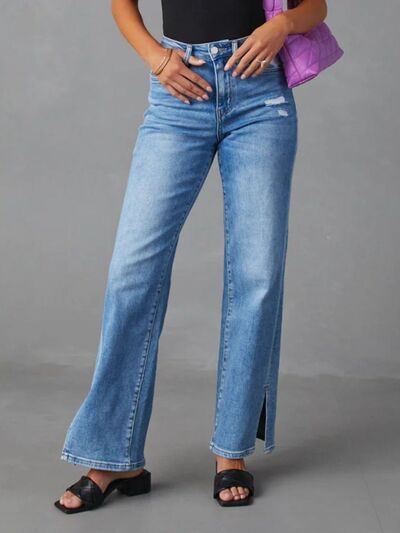 Trendy Envy Slit Buttoned Jeans