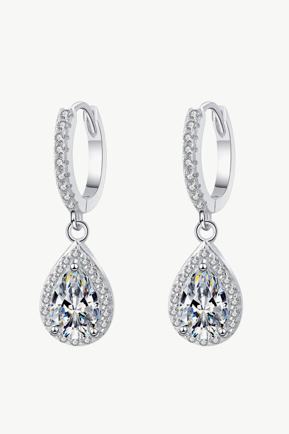 2 Carat Moissanite Teardrop Earrings