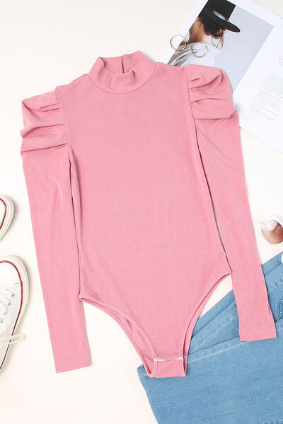 Beauty Mock Neck Puff Sleeve Bodysuit (4 Colors)