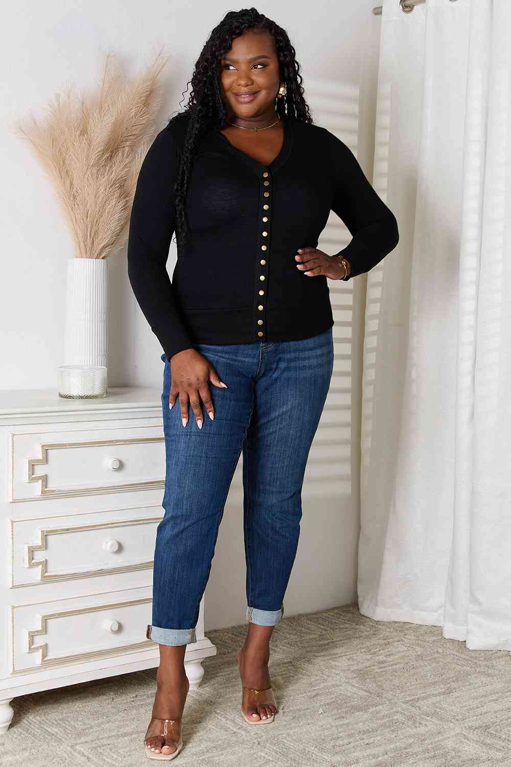 Ruby Buttoned Cardigan in Black