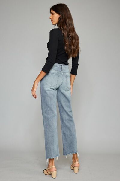 Kancan High Waist Cropped Wide Leg Jeans