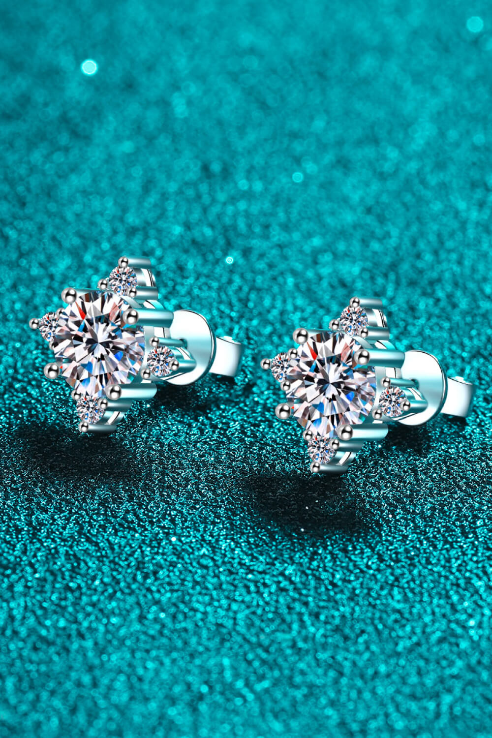 Four Leaf 2 Carat Moissanite Stud Earrings