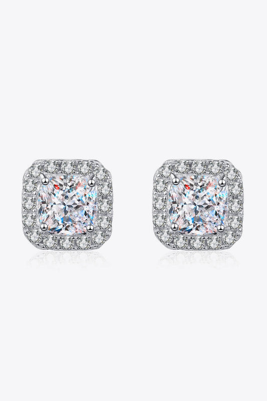 Inlaid 2 Carat Moissanite Square Stud Earrings