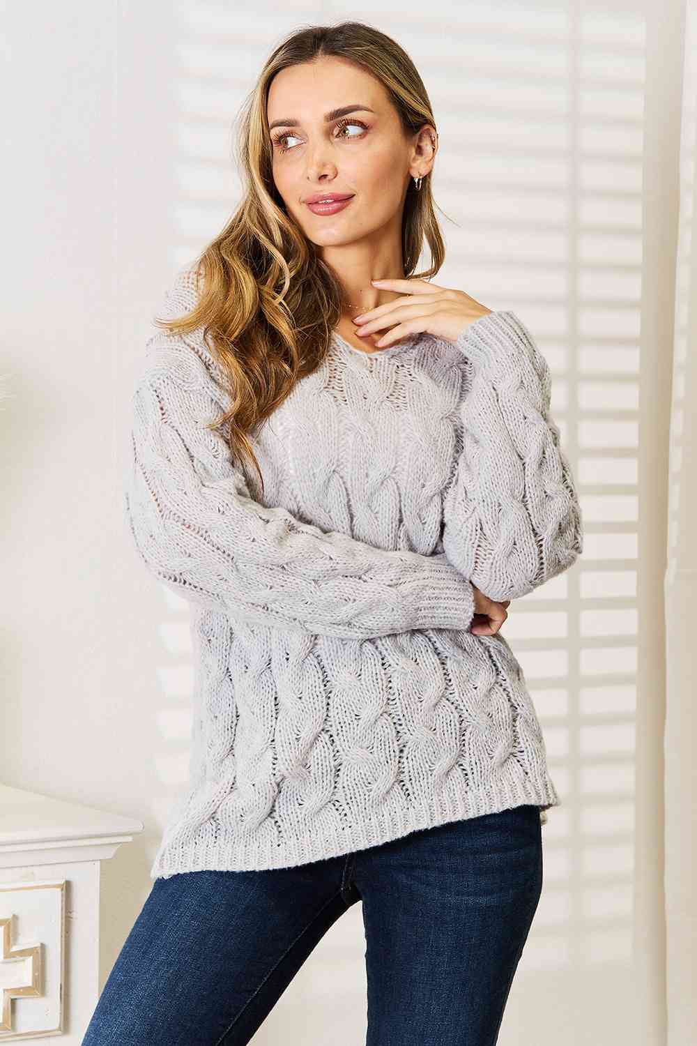 Abigail Cable-Knit Hooded Sweater