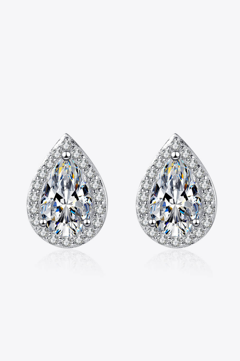 1 Carat Moissanite Teardrop Stud Earrings