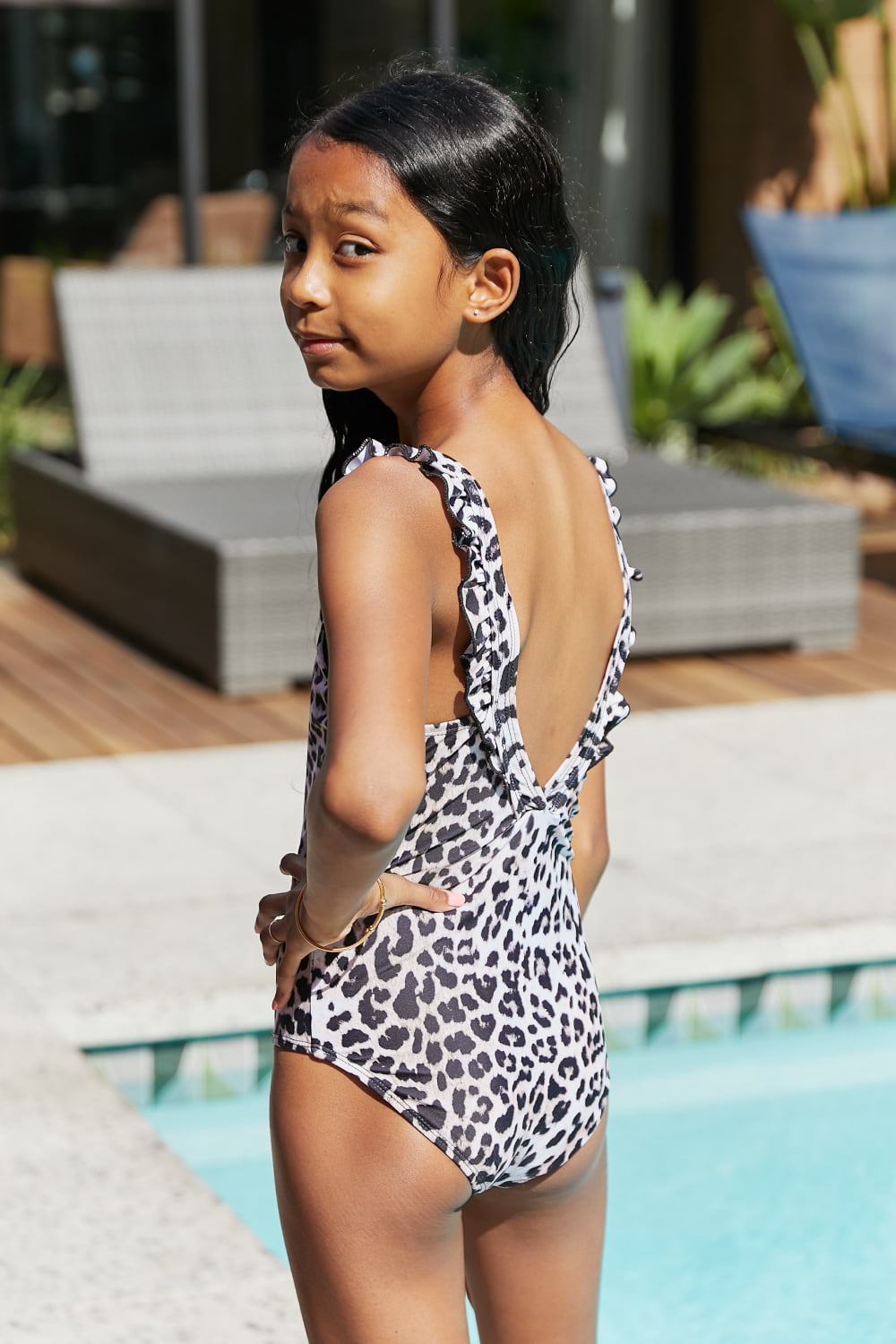 Float On Ruffled One-Piece Swimsuit in Cat