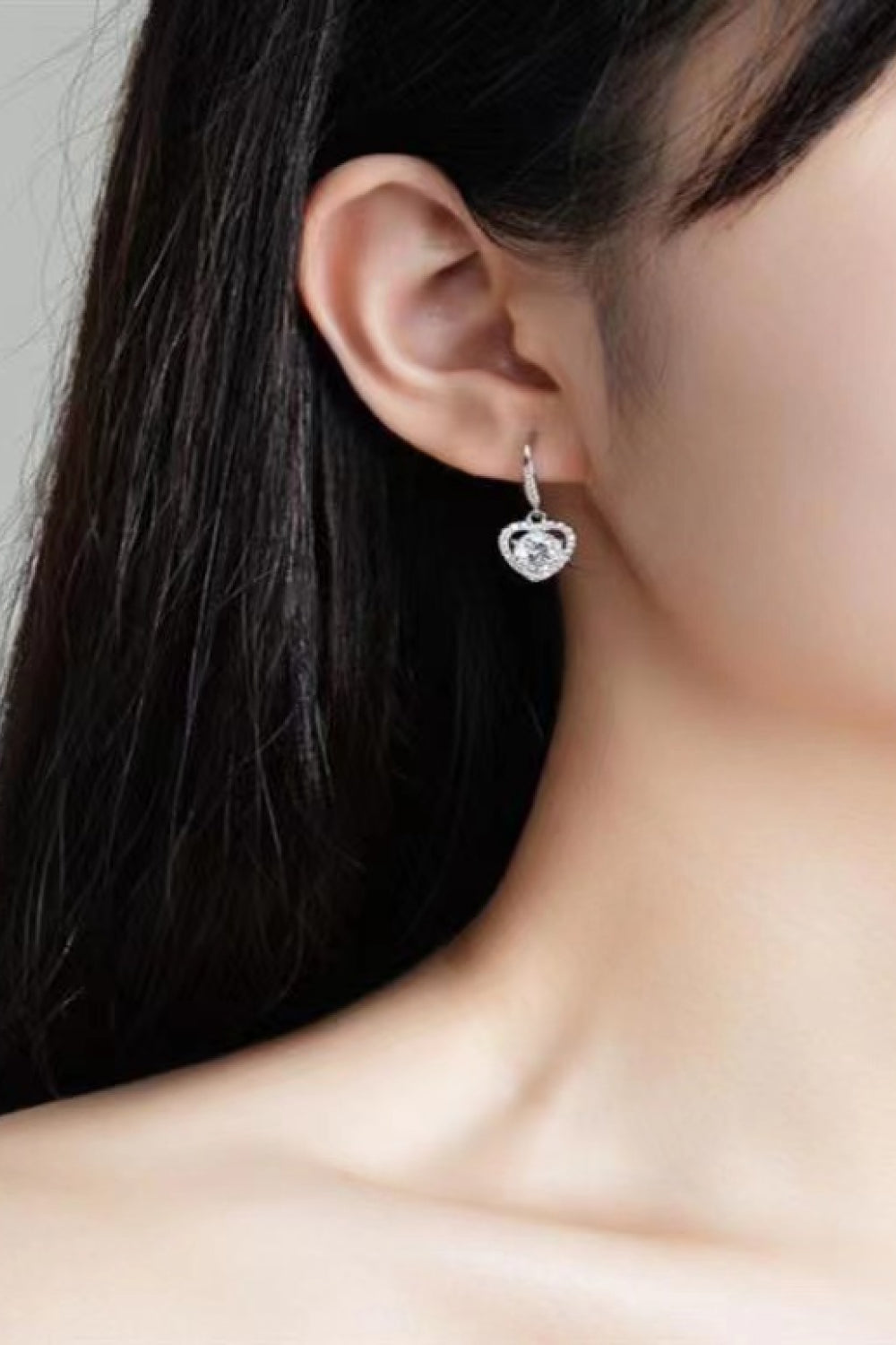 2 Carat Moissanite Heart Drop Earrings