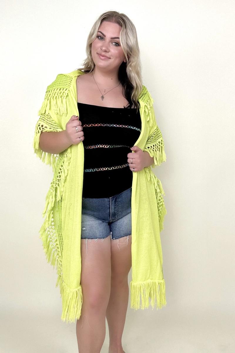 Adalee Fringe Hooded Poncho Kimono